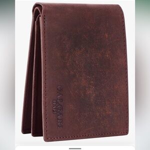 CALGARI Italian Luxury Leather Wallets For Men Bifold wild buffalo Hunter nwt